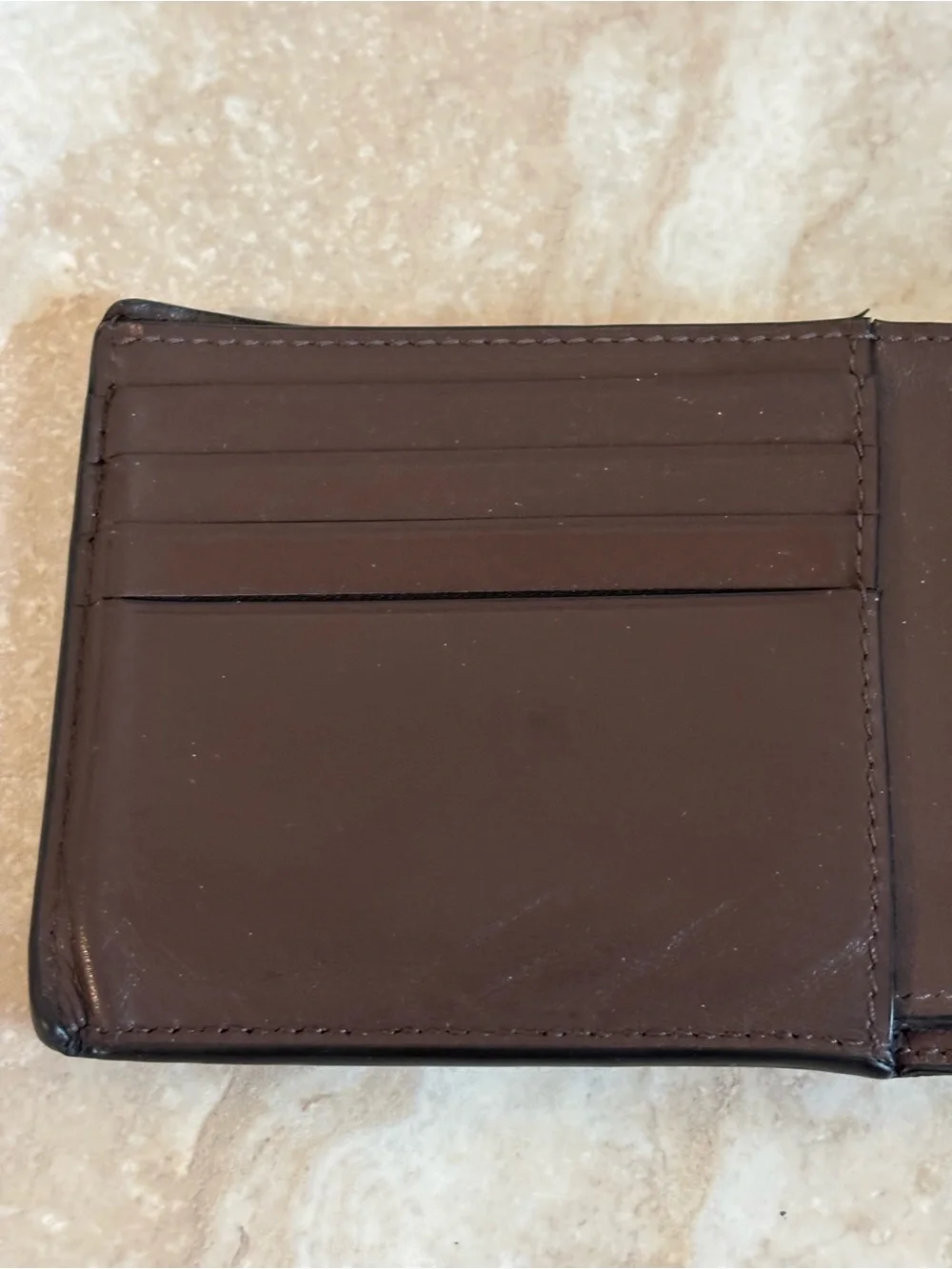 Coach Men's Dark Brown Signature Monogram Leather Bi-Fold Wallet